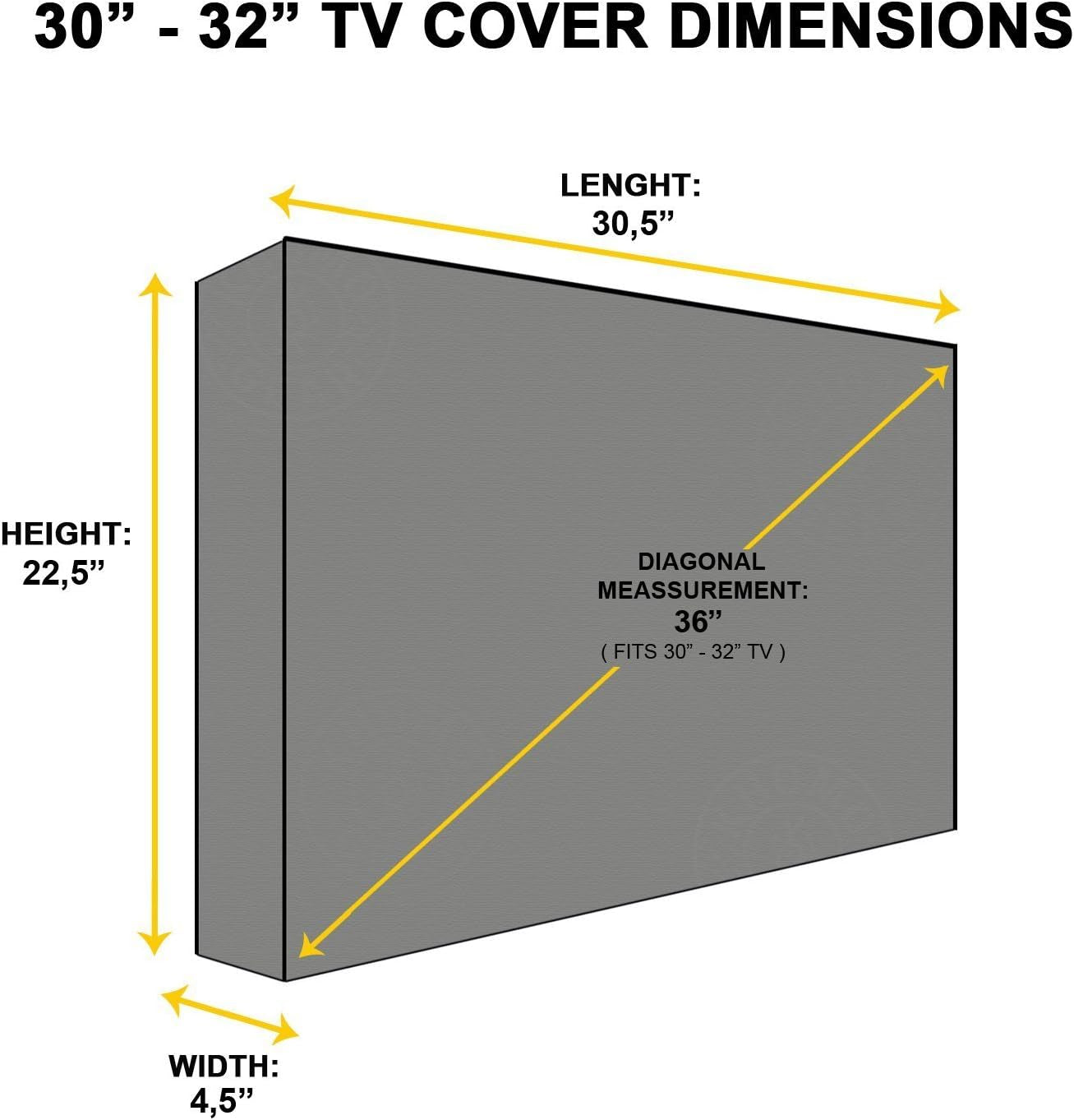Outdoor TV Cover - Panther Series - Universal Weatherproof Protector for 30-32 Inch TV - Fits Most Mounts & Brackets